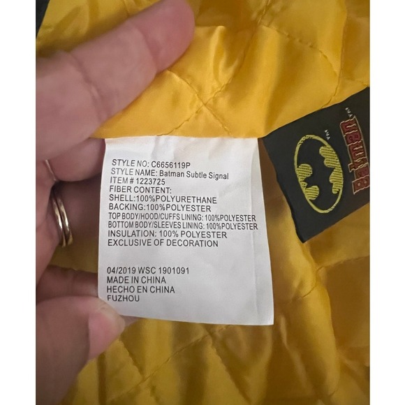 Western Chief Boys Black Gray Batman Hooded Rain Coat Sz 5 - Picture 4 of 4